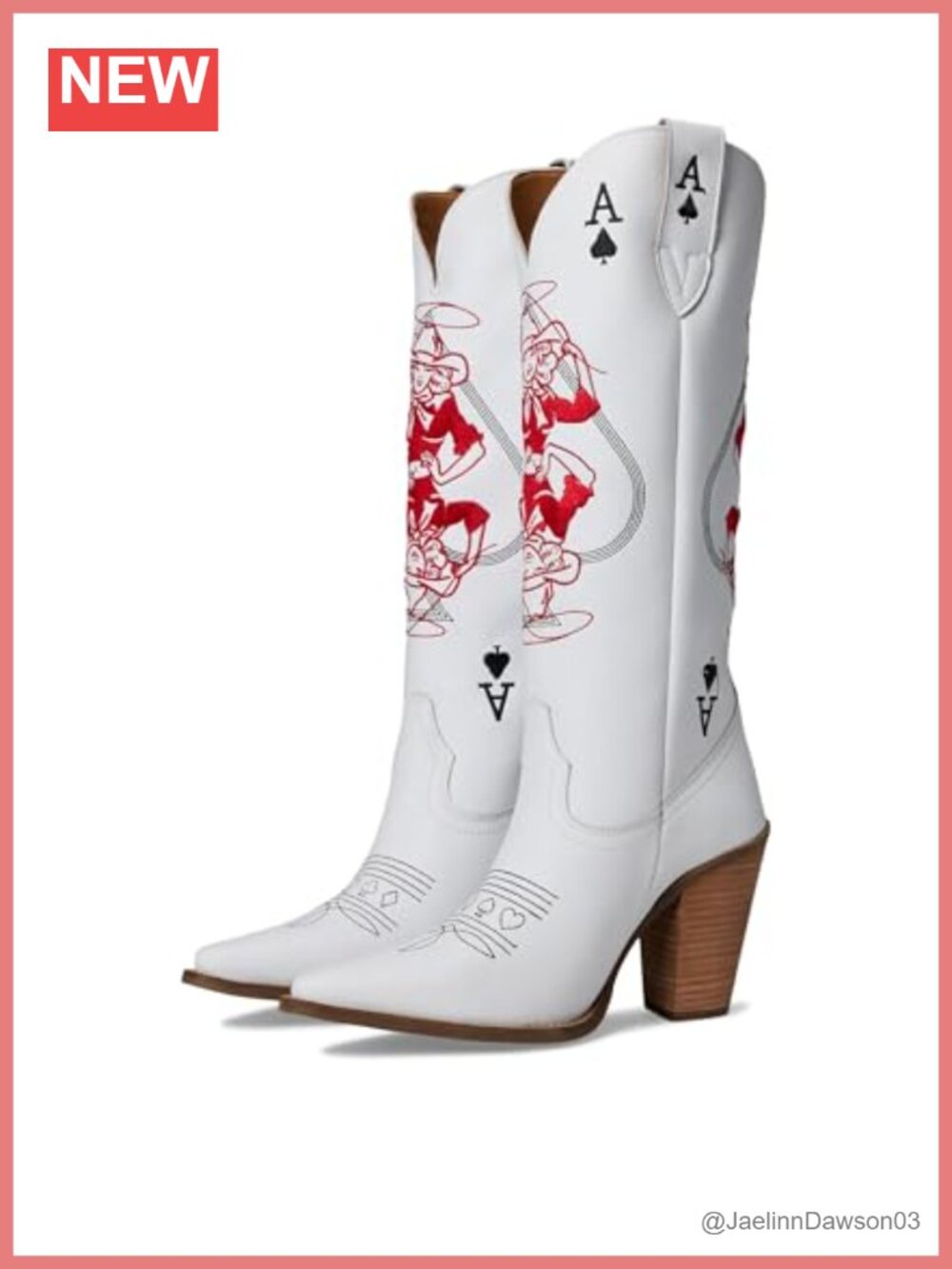 Snip Toe Knee High Western Boots Leather Pull On Block Heel Casual